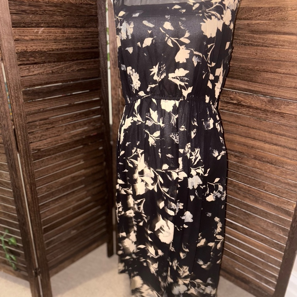 Lucky Brand Black and Cream Mesh Dress